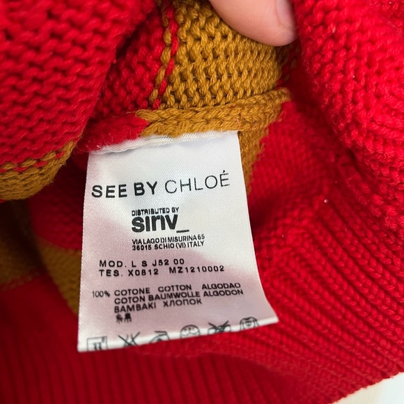See By Chloe Cream and Red Sweater - Picture 5 of 6